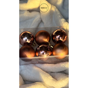 Yılbaşı Süsü 6'lı Top Kahverengi 4 Cm
