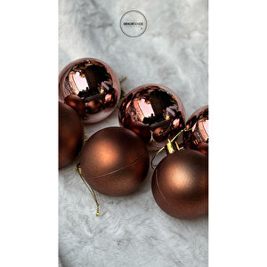 Yılbaşı Süsü 6'lı Top Kahverengi 4 Cm