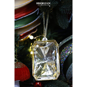 Yılbaşı Süsü Dikdörtgen Taş Süs Altın 13 Cm