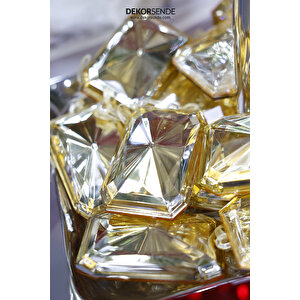 Yılbaşı Süsü Dikdörtgen Taş Süs Altın 13 Cm