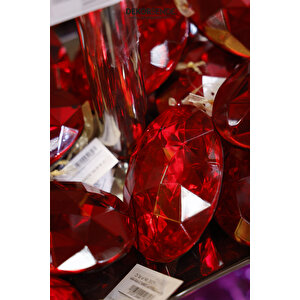 Yılbaşı Süsü Oval Taş Süs Kırmızı 14 Cm