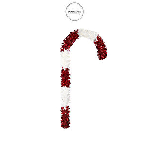 Yılbaşı Süsü Baston Şeker Simli Kırmızı Beyaz 60 Cm
