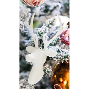 Yılbaşı Süsü Geyik Büstü Beyaz 21 Cm