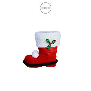 Yılbaşı Süsü Peluşlu Mini Bot Kırmızı 15 Cm