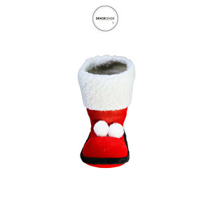 Yılbaşı Süsü Peluşlu Mini Bot Kırmızı 15 Cm