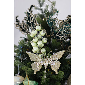 Yılbaşı Süsü İnci Berry Dal Yeşil 30 Cm
