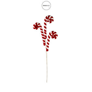 Yılbaşı Süsü Çizgili Baston Pike Kırmızı Beyaz 40 Cm
