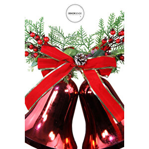 Yılbaşı Süsü Berryli Kozalaklı Çan Kırmızı 30 Cm