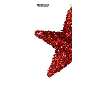 Yılbaşı Süsü Pullu Yıldız Kırmızı 15 Cm