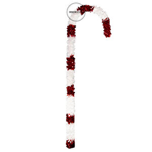 Yılbaşı Süsü Baston Şeker Simli Kırmızı Beyaz 120 Cm