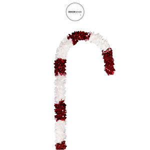 Yılbaşı Süsü Baston Şeker Simli Kırmızı Beyaz 120 Cm