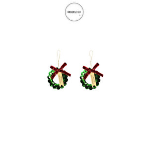 Yılbaşı Süsü 2'li Pullu Çember Yeşil 20 Cm