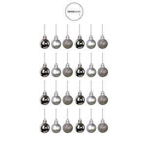 Yılbaşı Ağacı Süsü 24'lü Top Set Gümüş 3 Cm
