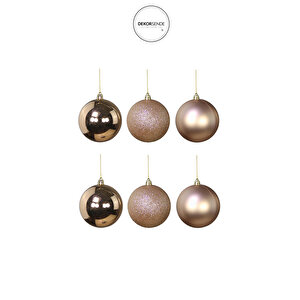 Yılbaşı Ağaç Topu Seti 6'lı Bronz 8cm