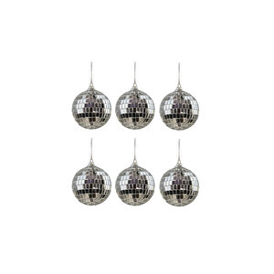 Disko Topu Süsü 6'lı Set Gümüş 6 Cm