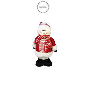 Yılbaşı Süsü Kırmızı Atkılı Montlu Kardan Adam 30 Cm