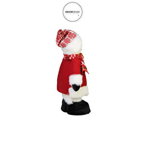 Yılbaşı Süsü Kırmızı Atkılı Montlu Kardan Adam 30 Cm