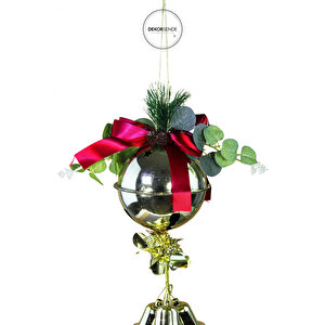 Yılbaşı Süsü Kurdeleli Çıngıraklı Çan Altın Bordo 40 Cm