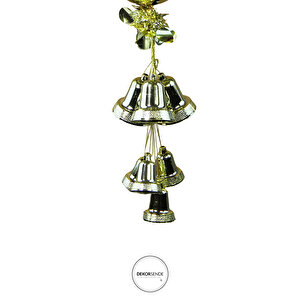 Yılbaşı Süsü Kurdeleli Çıngıraklı Çan Altın Bordo 40 Cm