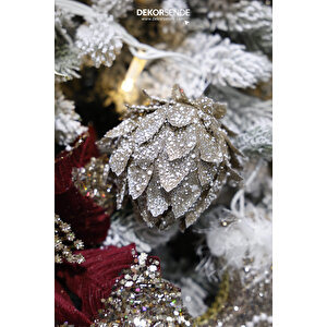 Yılbaşı Süsü Simli 2'li Enginar Top Bronz 10 Cm