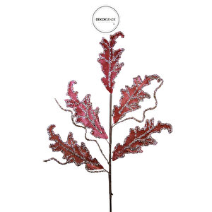 Yapay Taşlı Kadife Yaprak Dal Pembe 70 Cm
