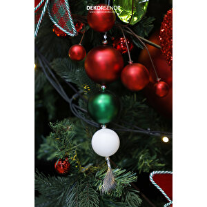 Yılbaşı Süsü Sarkıt Mat Top Kırmızı Yeşil Beyaz 23 Cm