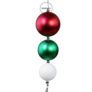 Yılbaşı Süsü Sarkıt Mat Top Kırmızı Yeşil Beyaz 23 Cm