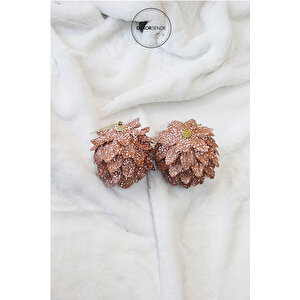 Yılbaşı Süsü Simli 2'li Enginar Top Altın 10 Cm