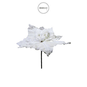 Yapay Simli İncili Ponsetya Beyaz 18 Cm