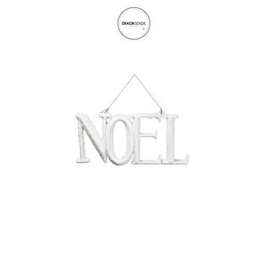 Yılbaşı Süsü Simli 2'li Noel Yazısı Beyaz 13 Cm
