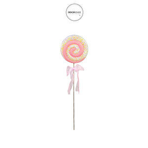 Yılbaşı Süsü Simli Lolipop Süs Pembe 40 Cm