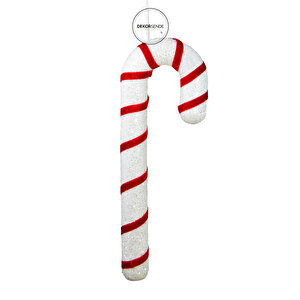 Yılbaşı Süsü Simli Baston Kırmızı Beyaz 35 Cm