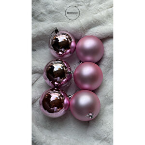Yılbaşı Süsü 6'lı Top Pembe 4 Cm