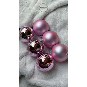 Yılbaşı Süsü 6'lı Top Pembe 4 Cm