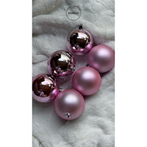 Yılbaşı Süsü 6'lı Top Pembe 4 Cm