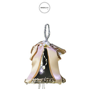 Yılbaşı Süsü İncili Çoklu Çan Şampanya 30 Cm