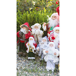 Kırmızı Payet Ceketli Fenerli Noel Baba 30 Cm