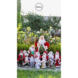 Kırmızı Payet Ceketli Fenerli Noel Baba 30 Cm