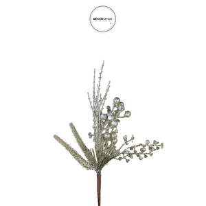 Yılbaşı Süsü Simli Berry Dal Şampanya 40 Cm
