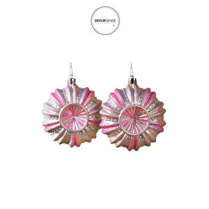 Yılbaşı Süsü Lüks Parlak Top 2'li Pembe 10 Cm