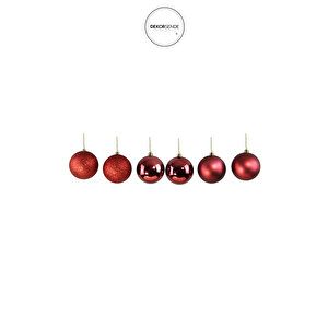 Yılbaşı Süsü 6'lı Top Bordo 8 Cm