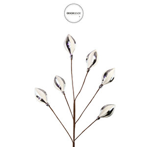 Yılbaşı Süsü Konik Dal Gümüş Beyaz 65 Cm