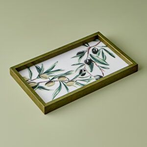 Olive Dekoratif Tepsi Yeşil (22x37 Cm) Yeşil Yeşil