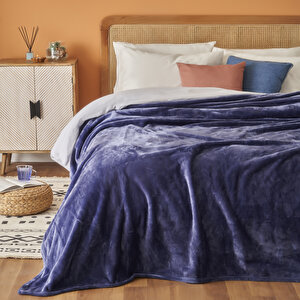 Shelly Wellsoft Çift Kişilik Battaniye Lacivert (200x220 Cm) Lacivert