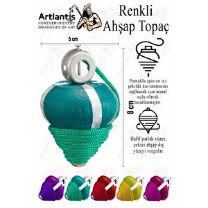 Ahşap Topaç 2 Adet Renkli Kaliteli Ahşap Topaç İpli Dönene Zilli Ağaç Topaç Nostaljik Oyuncak Geleneksel Okul Öncesi