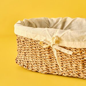 Diana Bezli Hasır Sepet Naturel (42x25 Cm) Naturel