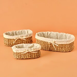 Diana Bezli Hasır Sepet Naturel (42x25 Cm) Naturel