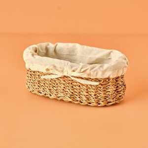 Diana Bezli Hasır Sepet Naturel (27x15 Cm) Naturel