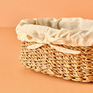 Diana Bezli Hasır Sepet Naturel (27x15 Cm) Naturel