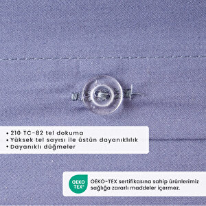 %100 Pamuk Saten Supreme Çift Kişilik Nevresim Seti Mavi (200x220 Cm) Mavi